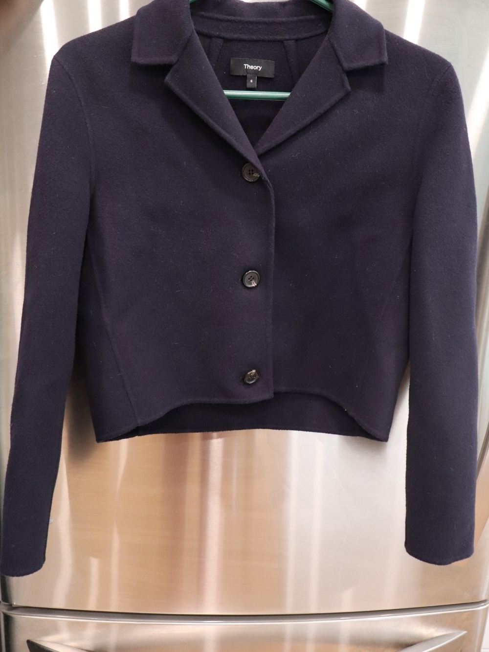 Theory Navy Cropped Blazer Jacket